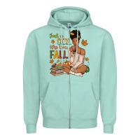 Seafoam Just a girl who loves Fall afro woman Zipper Hoodie - NancyCooperArtShop