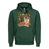 Sports Green Just a girl who loves Fall afro woman Zipper Hoodie - NancyCooperArtShop