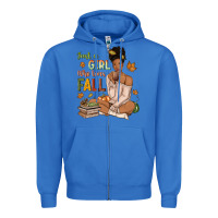 True Royal Just a girl who loves Fall afro woman Zipper Hoodie - NancyCooperArtShop