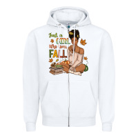 White Just a girl who loves Fall afro woman Zipper Hoodie - NancyCooperArtShop