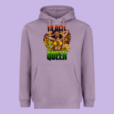 Black Queen Afro Heavyweight Hoodie Designed By Howdyjamesfarm