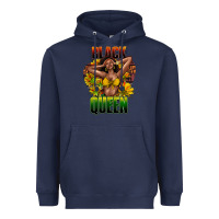 Navy Black queen afro Heavyweight Hoodie - HowdyJamesFarm