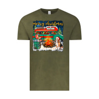 Vintage Olive merry christmas with camper van Vintage Tee - NancyCooperArtShop