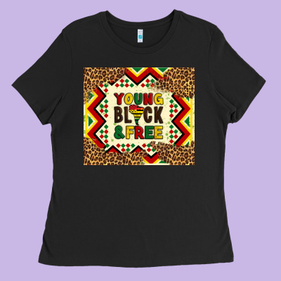 Young Black And Free Ladies Tee Designed By Artiststas