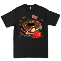 Black donut strawberry and usa flag Premium Tee - AdoDesignShop