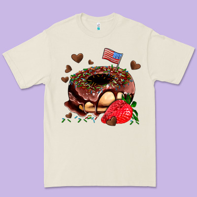 Donut Strawberry And Usa Flag Premium Tee Designed By Adodesignshop
