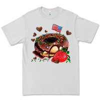 Dove Grey donut strawberry and usa flag Premium Tee - AdoDesignShop
