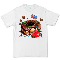 White donut strawberry and usa flag Premium Tee - AdoDesignShop