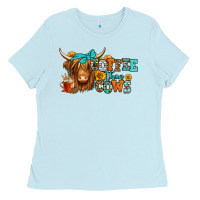 Baby Blue coffee then cows longhaired cow Ladies Tee - Jasminsmagicworld