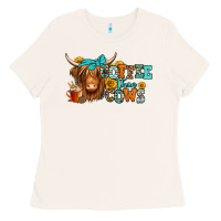 Bone coffee then cows longhaired cow Ladies Tee - Jasminsmagicworld