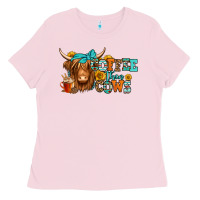 Bubblegum Pink coffee then cows longhaired cow Ladies Tee - Jasminsmagicworld