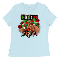 Baby Blue Proud Latina Mexican sneakers Ladies Tee - RanaPortraitStore