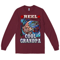Burgundy reel cool grandpa american flag bass Long Sleeve Tee - LillyAllenDesigns