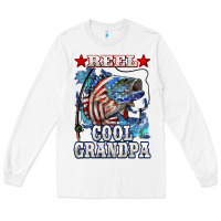 Reel Cool Grandpa American Flag Bass Long Sleeve Tee | Teevron