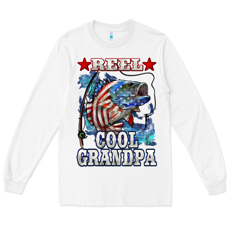 Reel Cool Grandpa American Flag Bass Long Sleeve Tee by LillyAllenDesigns | Teevron