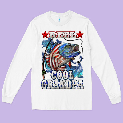 Reel Cool Grandpa American Flag Bass Long Sleeve Tee Designed By Lillyallendesigns