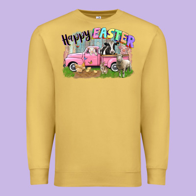 Happy Easter Truck With Farm Animals Easter Day Premium Sweatshirt Designed By Cowgirlartshop