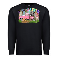 Black Happy Easter truck with farm animals Easter Day Premium Sweatshirt - CowGirlArtShop