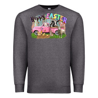 Charcoal Heather Happy Easter truck with farm animals Easter Day Premium Sweatshirt - CowGirlArtShop