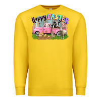 Lemon Happy Easter truck with farm animals Easter Day Premium Sweatshirt - CowGirlArtShop