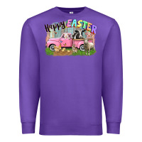 Purple Happy Easter truck with farm animals Easter Day Premium Sweatshirt - CowGirlArtShop