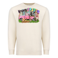 Sandshell Happy Easter truck with farm animals Easter Day Premium Sweatshirt - CowGirlArtShop