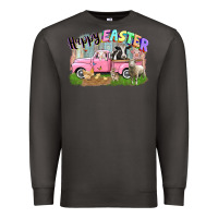 Smoke Happy Easter truck with farm animals Easter Day Premium Sweatshirt - CowGirlArtShop