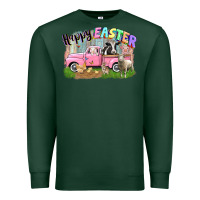 Sports Green Happy Easter truck with farm animals Easter Day Premium Sweatshirt - CowGirlArtShop