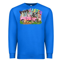 True Royal Happy Easter truck with farm animals Easter Day Premium Sweatshirt - CowGirlArtShop