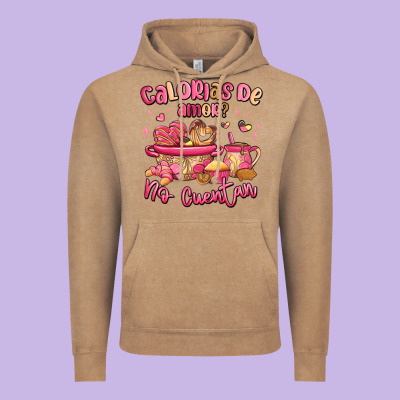 Calorias De Amor No Cuentan Mexican Valentines Day Vintage Hoodie Designed By Maliassmallbusiness