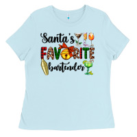 Baby Blue santa's favorite bartender Ladies Tee - AdoDesignShop