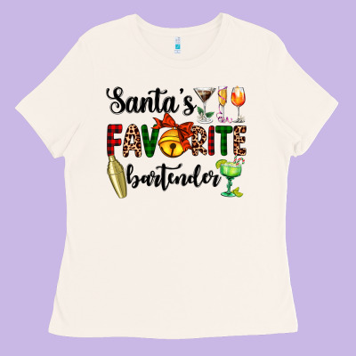 Santa's Favorite Bartender Ladies Tee Designed By Adodesignshop