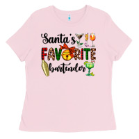 Bubblegum Pink santa's favorite bartender Ladies Tee - AdoDesignShop