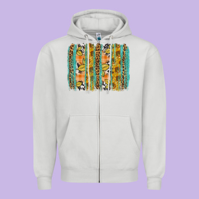 Fall Sunflower Brushstrokes Zipper Hoodie Designed By Nancycooperartshop