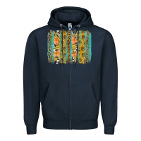 Navy Fall sunflower brushstrokes Zipper Hoodie - NancyCooperArtShop