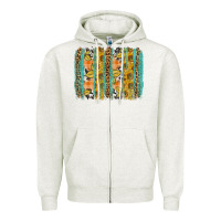 Oatmeal Heather Fall sunflower brushstrokes Zipper Hoodie - NancyCooperArtShop