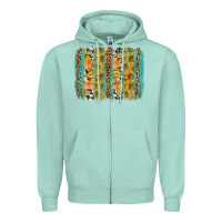 Seafoam Fall sunflower brushstrokes Zipper Hoodie - NancyCooperArtShop