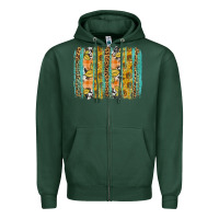 Sports Green Fall sunflower brushstrokes Zipper Hoodie - NancyCooperArtShop