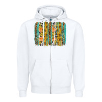 White Fall sunflower brushstrokes Zipper Hoodie - NancyCooperArtShop