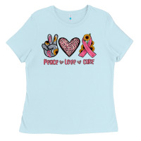 Baby Blue peace love cure Ladies Tee - JahusDesignShop