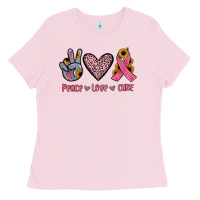 Bubblegum Pink peace love cure Ladies Tee - JahusDesignShop