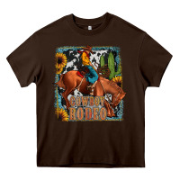 Chocolate Brown cowboy rodeo Heavy Core Tee - JahusDesignShop