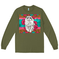 Army Green Western Ragdoll Cat Long Sleeve Tee - LillyAllenDesigns