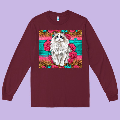 Western Ragdoll Cat Long Sleeve Tee Designed By Lillyallendesigns