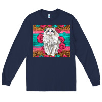 Navy Western Ragdoll Cat Long Sleeve Tee - LillyAllenDesigns
