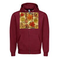 Burgundy Fall leaves Zipper Hoodie - NancyCooperArtShop
