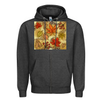 Charcoal Heather Fall leaves Zipper Hoodie - NancyCooperArtShop