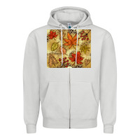 Dove Grey Fall leaves Zipper Hoodie - NancyCooperArtShop