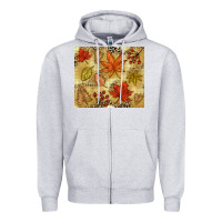 Heather Grey Fall leaves Zipper Hoodie - NancyCooperArtShop