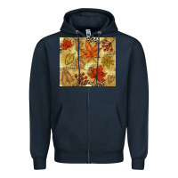 Navy Fall leaves Zipper Hoodie - NancyCooperArtShop